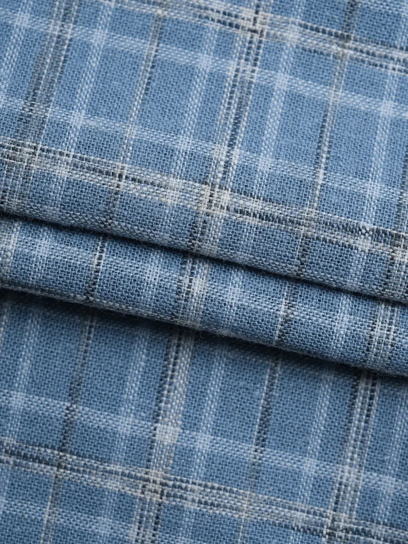 Hemp & Organic Cotton Light Weight Yarn Dye Fabric（ HG5801S / HG5801Y series ）  Woven Hemp & Organic Cotton  Bastine  HG5801S-G02 Light blue check / Yard