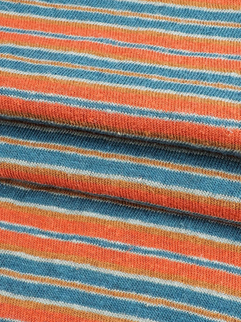 Hemp & Organic Cotton Light Weight Yarn Dyed Stripe Jersey Fabric  ( KJ21D901, Two colors Available ) - Bastine