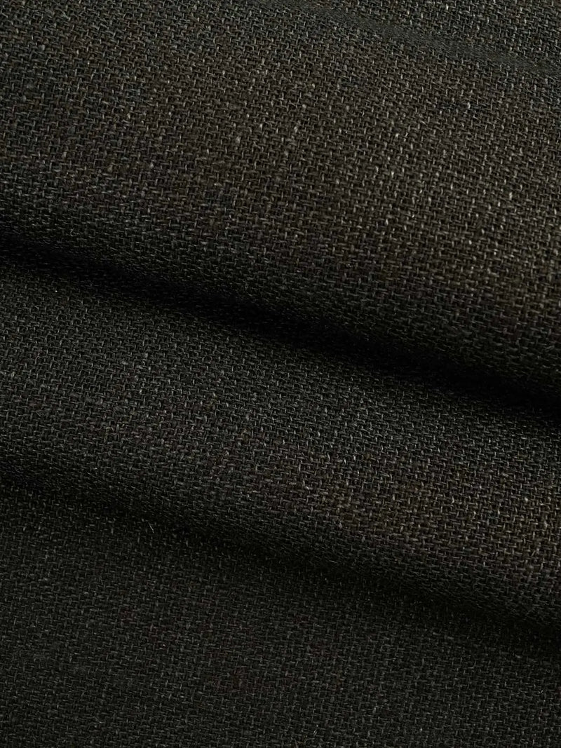 Hemp & Organic Cotton Mid-Weight Plain Fabric ( H18-21-21 )  Woven Silk Blend  Bastine  Black-Yard