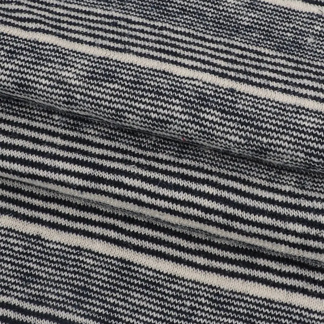 Hemp & Organic Cotton Mid-Weight Yarn Dyed Stripe Jersey Fabric ( KJ12839  Two Colors Available ) - Bastine