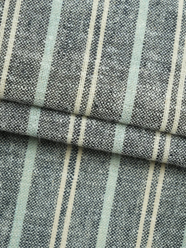 Hemp & Soybean Light Weight Yarn Dye Fabric（ HS6340 series, 6 colors)  Woven Hemp & Organic Cotton  Bastine  HS6340-L01 Gray/green stripe / Yard