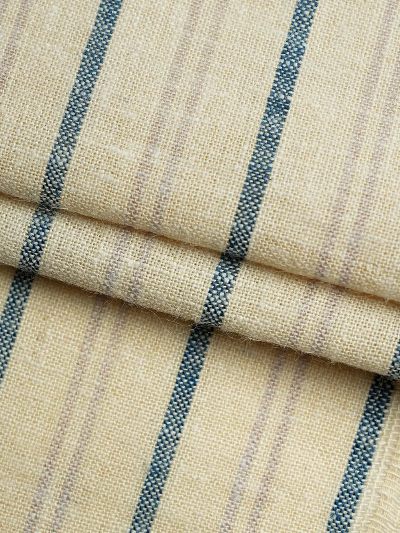Hemp & Soybean Light Weight Yarn Dye Fabric（ HS6340 series, 6 colors)  Woven Hemp & Organic Cotton  Bastine  HS6340-L02 Navy/ivory stripe / Yard