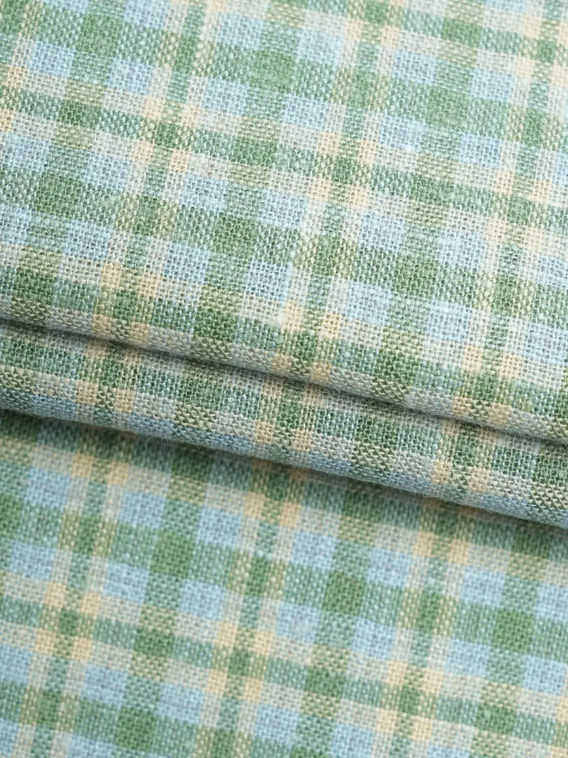 Hemp & Soybean Light Weight Yarn Dye Fabric（ HS6340 series, 6 colors)  Woven Hemp & Organic Cotton  Bastine  HS6340-L03 Green check / Yard