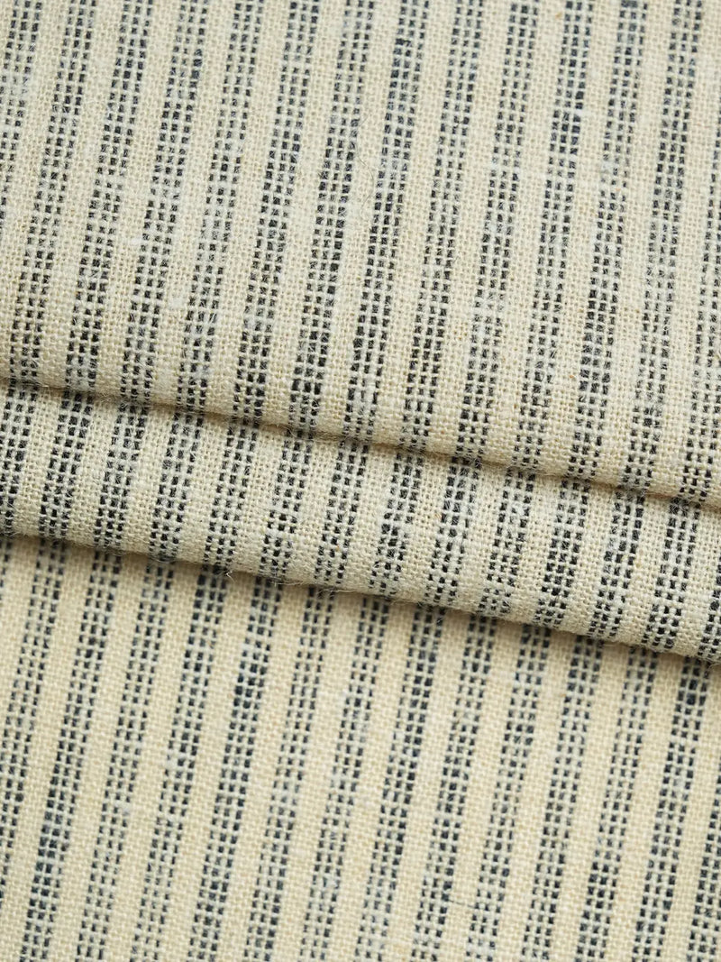 Hemp & Soybean Light Weight Yarn Dye Fabric（ HS6340 series, 6 colors)  Woven Hemp & Organic Cotton  Bastine  HS6340-L05 Ivory/black stripe / Yard