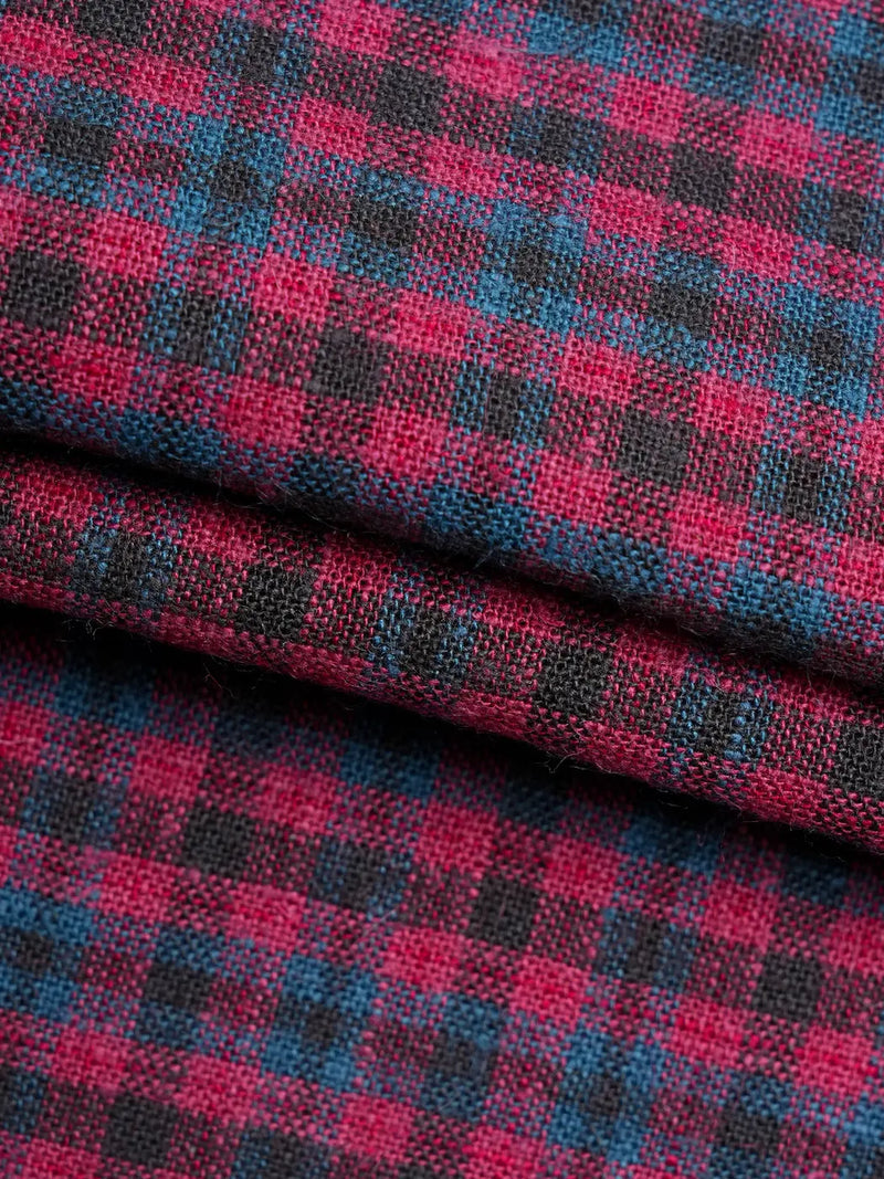 Hemp & Soybean Light Weight Yarn Dye Fabric（ HS6340 series, 6 colors)  Woven Hemp & Organic Cotton  Bastine  HS6340-L04 wine red check / Yard