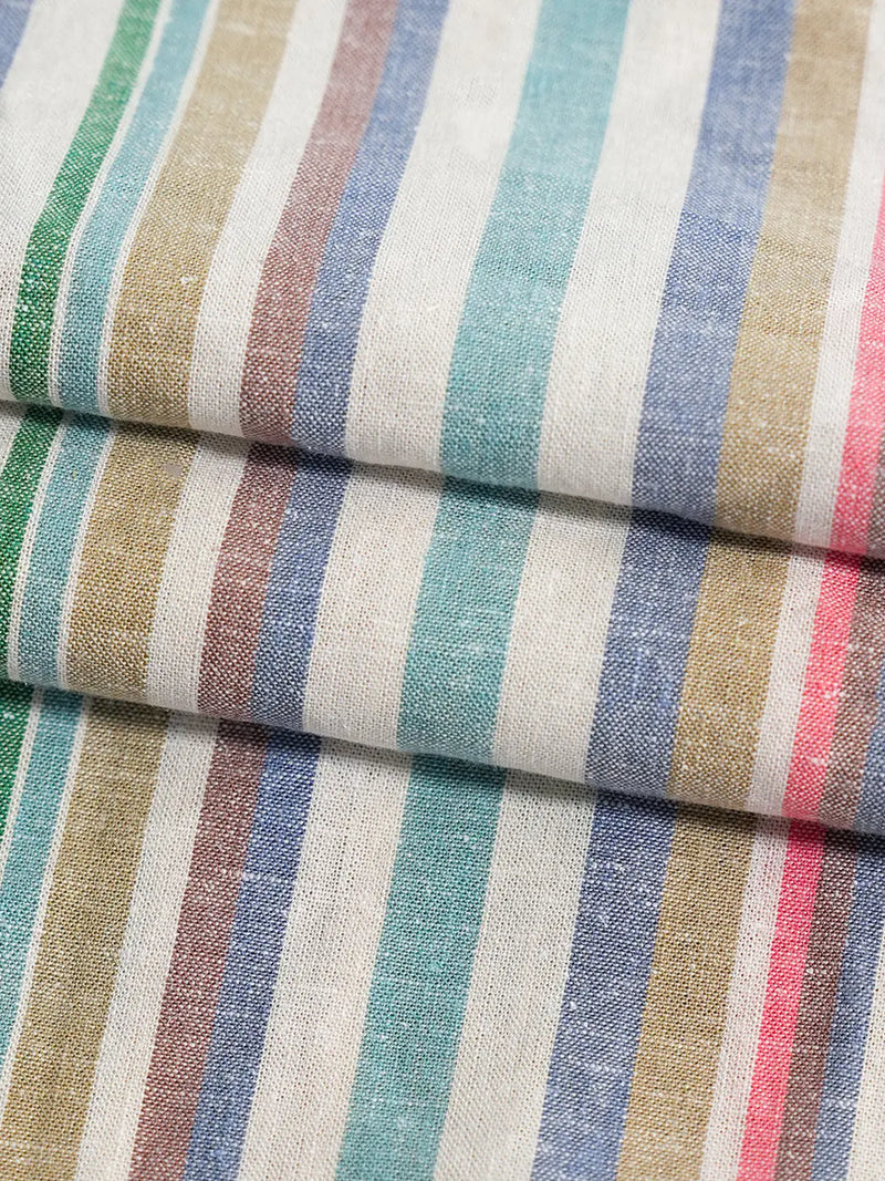 Hemp & Tencel Light Weight Yarn Dyed Plaid Fabric（ HL312Y ）  Hemp & Tencel  Bastine  HL312Y-L42 green/blue stripe / Yard