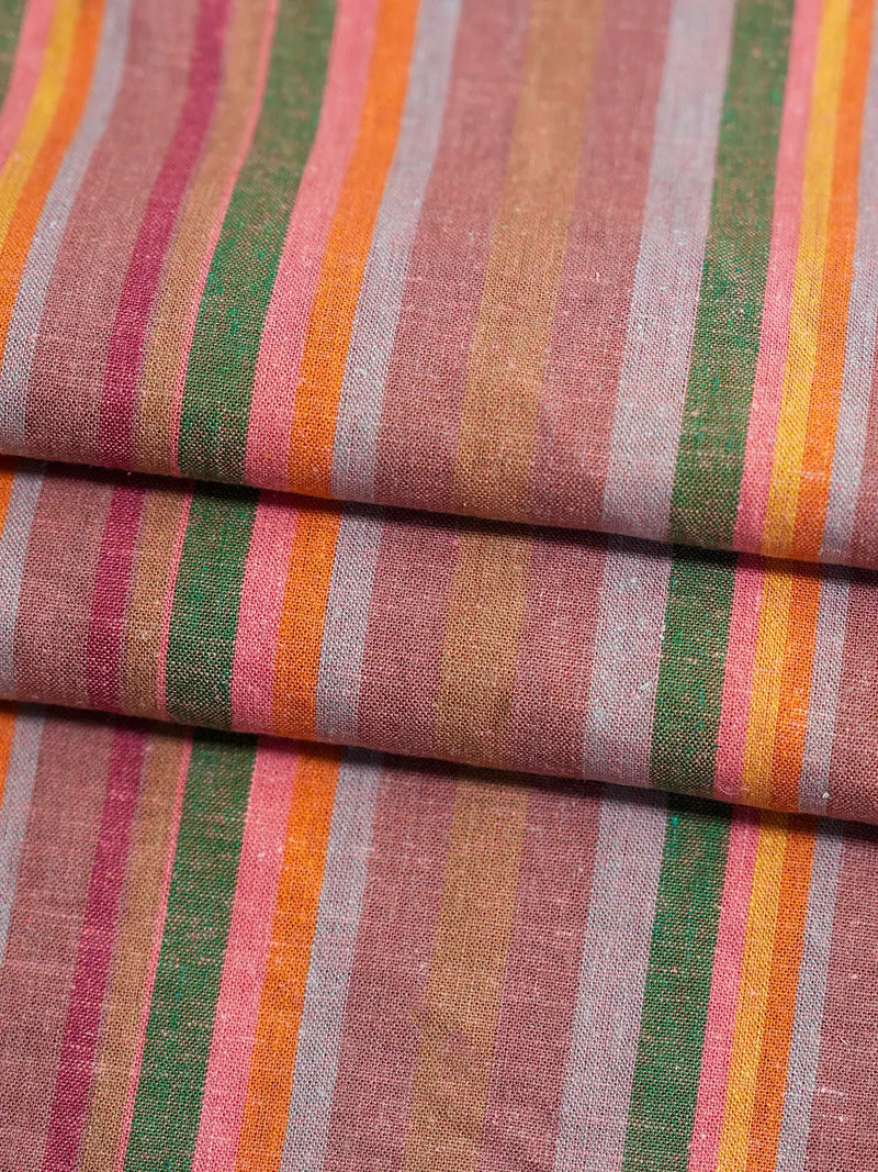 Hemp & Tencel Light Weight Yarn Dyed Plaid Fabric（ HL312Y ）  Hemp & Tencel  Bastine  HL312Y-L43 pink/yellow stripe / Yard