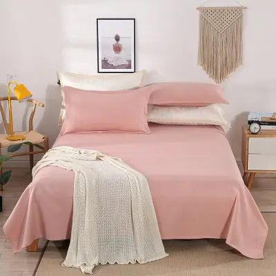LZ   Hemp Cotton Blended Mat Pillowcase Three - piece Four Seasons Breathable Pure Color Contracted Bedding - Bastine