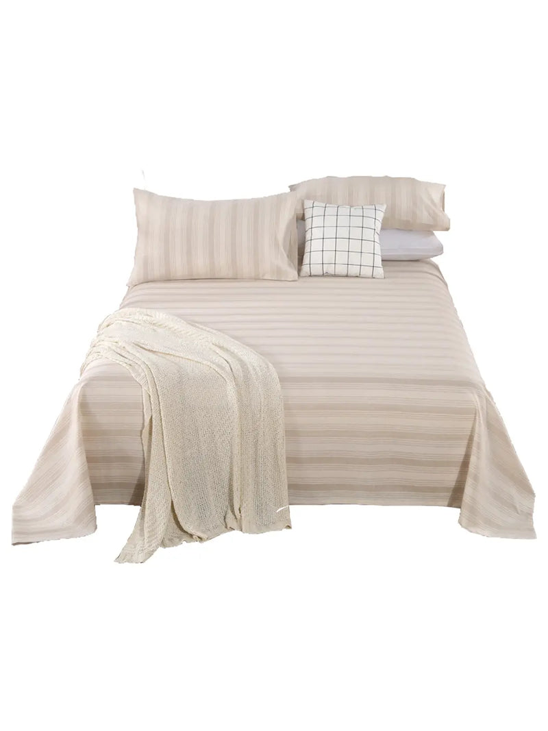 LZ   Hemp Cotton Blended Pillowcase Bed Sheet Quilt Cover Four - piece Set Soggy Air Stripe Bedding - Bastine