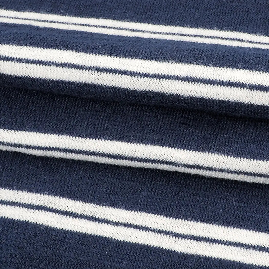 Pure Organic Cotton  Light Weight Yarn Dyed Stripe Slub Jersey (KJ30B804B) - Bastine