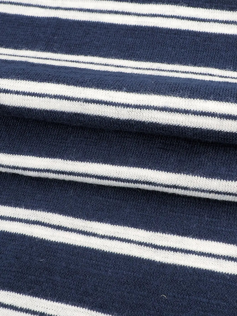 Pure Organic Cotton  Light Weight Yarn Dyed Stripe Slub Jersey (KJ30B804B) - Bastine