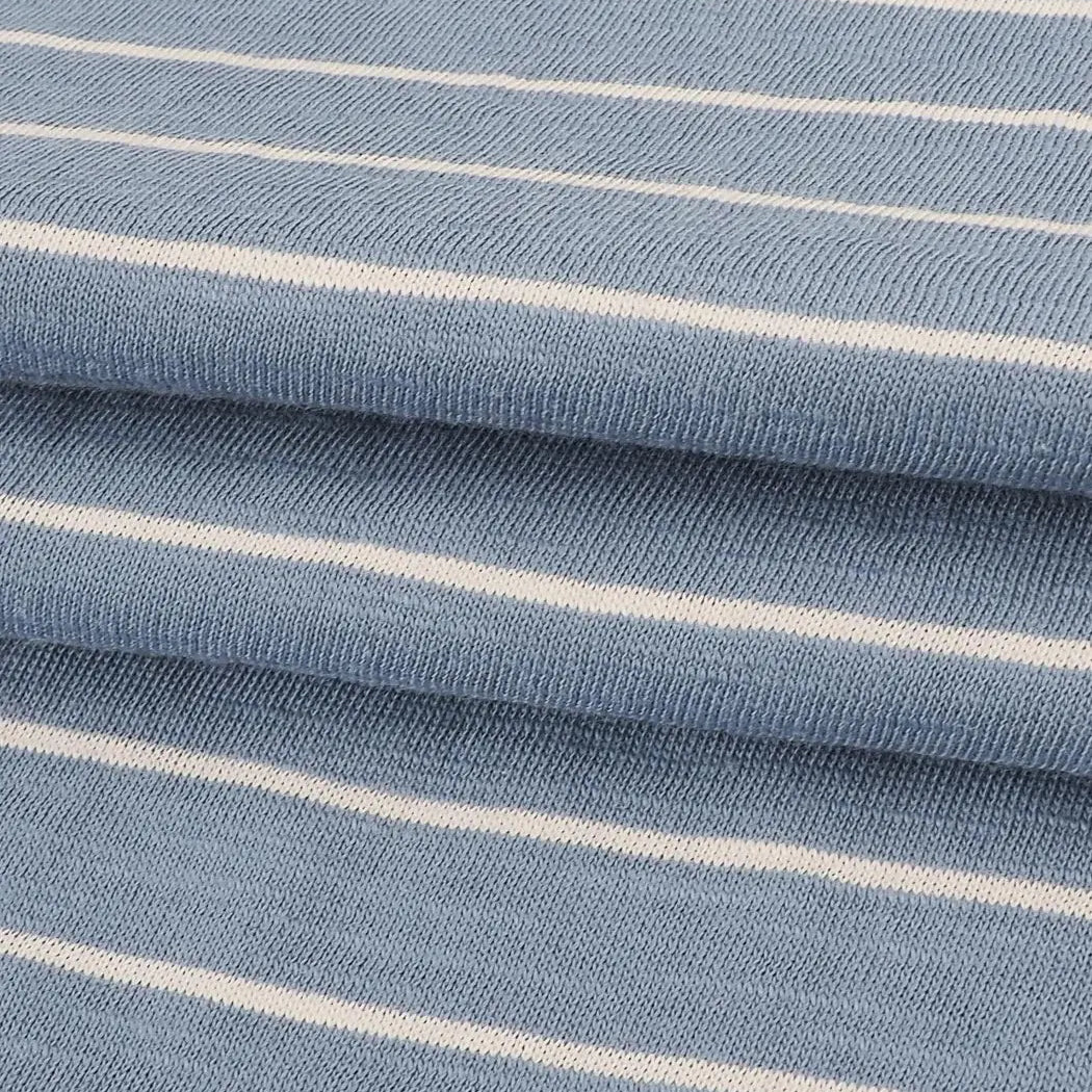 Pure Organic Cotton  Light Weight Yarn Dyed Stripe Slub Jersey (KJ30D861A) - Bastine