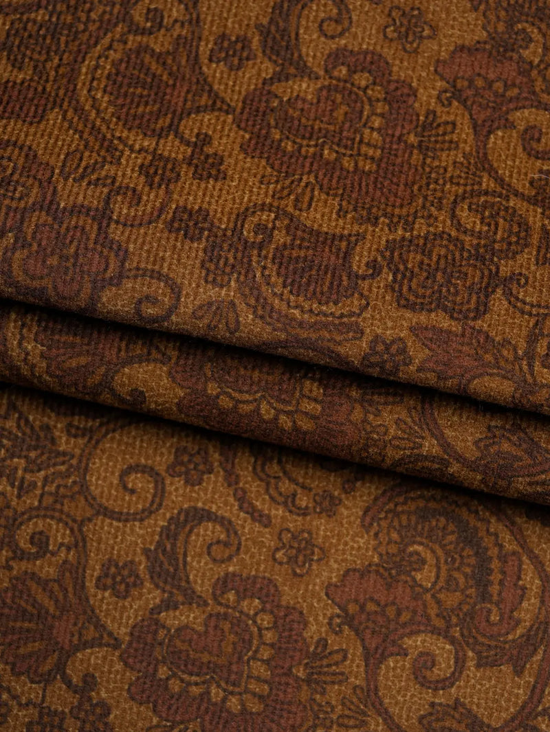 Pure Organic Cotton Mid-Weight Corduroy Fabric ( OG4361 Print )  Woven Organic Cotton  Bastine  Brown Flowers / Yard