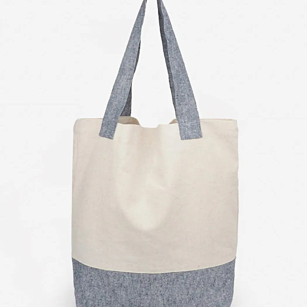 White & Grey Recycled Hemp Tote Bag - Bastine