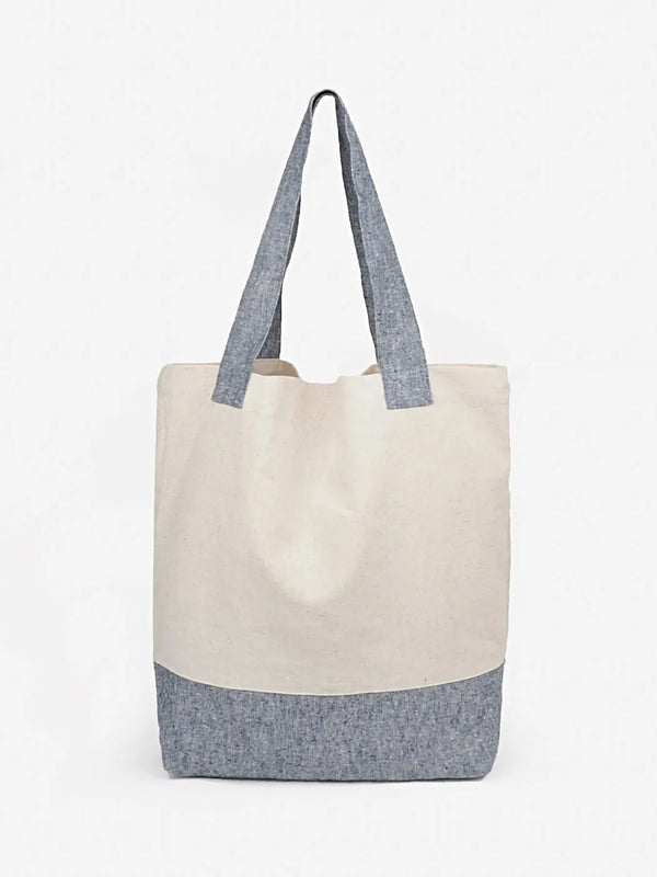 White & Grey Recycled Hemp Tote Bag - Bastine