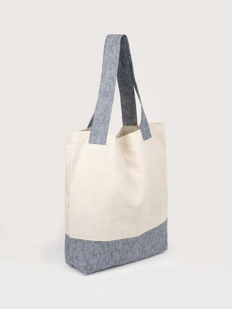 White & Grey Recycled Hemp Tote Bag - Bastine