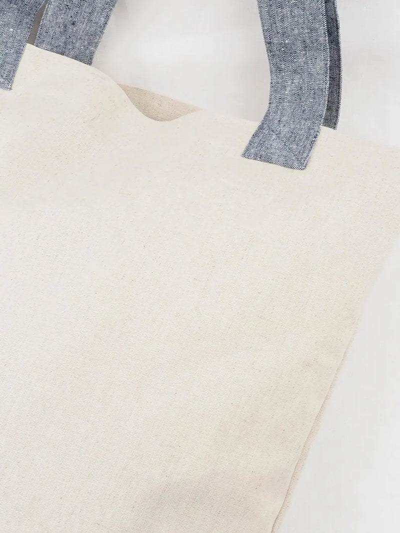 White & Grey Recycled Hemp Tote Bag - Bastine