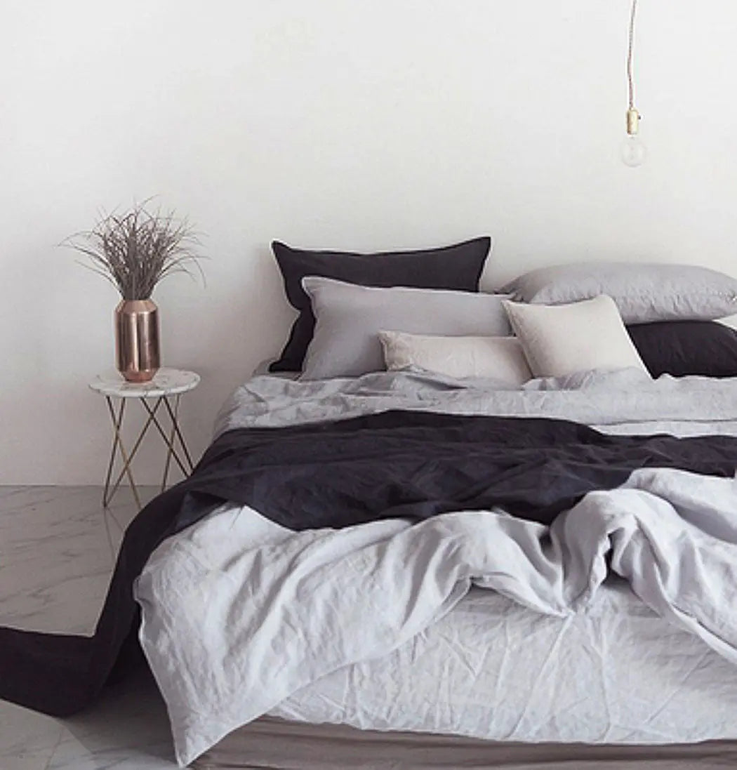YM Light Luxury Natural Hemp General Sesame Enzyme Water Washing Four Sets Of Bedding Plain Color Cool Quilt Bedclothes Pillowcase - Bastine
